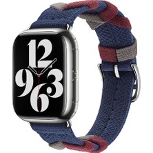 ekılıf - ​​​Apple Watch 7 41mm - Kordon Sarmal Örgü Tasarımlı Kordon - KRD-97 - Lacivert - T30696