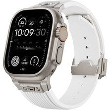 noktaks - Apple Watch 7 45mm - Kordon Spor Görünümlü Silikon Kordon KRD-113 - Gri