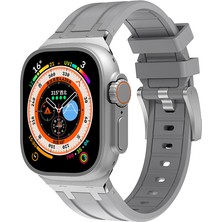 kilifone Apple Watch 7 45MM - Kordon Silikon Kordon Krd-89 - Siyah