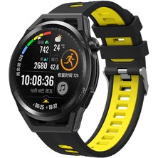 ekılıf - Xiaomi Amazfit Pace 22mm - Kordon Silikon Kordon - KRD-55 - Siyah-Sarı - T21800