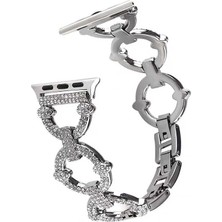 ekılıf - ​​​Apple Watch 38mm - Kordon Metal Kordon - KRD-57 - Gümüş - T22898