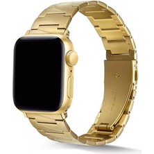 ekılıf - ​​​Apple Watch 7 45mm - Kordon Metal Kordon - KRD-48 - Gold - T19109