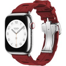 ekılıf - ​​​Apple Watch 44mm - Kordon Spor Görünümlü Silikon Kordon - KRD-94 - Koyu Kırmızı - T30749