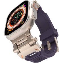 noktaks - ​​​Apple Watch Ultra 49mm - Kordon Metal Başlıklı Silikon Kordon - KRD-108 - Starlight Purple - T31536