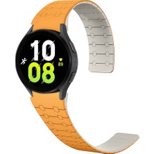 ekılıf - Samsung Watch 5 44mm 20mm - Kordon Çizgili Desenli Silikon Kordon - KRD-111 - Turuncu - T32548