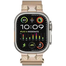 ekılıf - ​​​Apple Watch Ultra 49mm - Kordon Metal Hasır Kordon - KRD-107 - Starlight - T32381