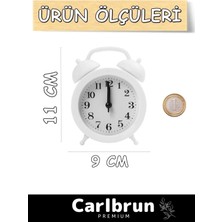 Carlburn Premium Yüksek Sesli Alarmlı Pilli Dekoratif Çift Çanlı Mini Masaüstü Analog Dekoratif Çalar Saat