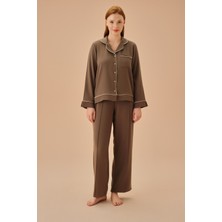 Suwen Stylish Gömlek Yaka Pijama Takımı