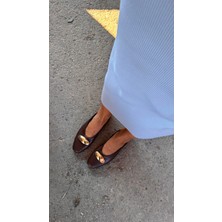 Eataly Shoes Luna Acıkahve Gold Toka Detaylı Babet