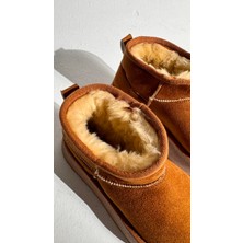 Eataly Shoes Süet Yüksek Taban Bilekte Bot Taba