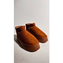Eataly Shoes Süet Yüksek Taban Bilekte Bot Taba