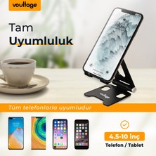 Voultage Metal Masaüstü Telefon Tutucu, Telefon Standı, Ayarlanabilir, Katlanabilir, Alüminyum Dayanıklı Gövde, Tüm Telefonlarla Uyumlu, Kalın Kılıf Uyumlu