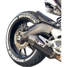 Motorsiklet Michelin + Kuyruk Lastik Yazısı 8Adet Lastik Stiker 15-21 İnç Arası Uyumlu Lastik Sticker