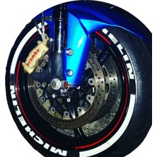 Motorsiklet Michelin + Kuyruk Lastik Yazısı 8Adet Lastik Stiker 15-21 İnç Arası Uyumlu Lastik Sticker