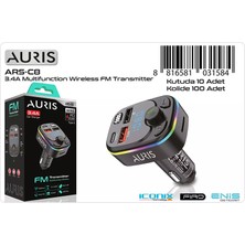 Auris Ars-C8 Bluetooth/Usb Fm 20W 2Usb+Pd Rgb Fm Transmitter