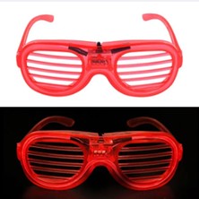 Pandoli Tam Tur Led Işıklı 3 Kademe Panjur Gözlük Kırmızı Renk 1 Adet Hawai Retro Hallow