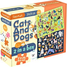 Gfc Life Store ve Köpekler Puzzle | 2 Puzzle Bir Arada 48 Parça | Cats And Dogs Puzzle 2 In 1