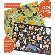 Gfc Life Store ve Köpekler Puzzle | 2 Puzzle Bir Arada 48 Parça | Cats And Dogs Puzzle 2 In 1