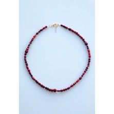 Lila Rosa Otantik Mercan Doğal Taşlı Kolye