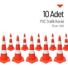 İleri Trafik 10'lu EKO TPE Trafik Konisi Seti 75 cm - Ağırlıksız Trafik Dubası