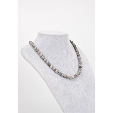 Safnaturel Gri Jasper Doğal Taş 8 mm Dizi Kolye