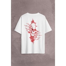 Kendim Seçtim Skull In The Wall Kurukafa Sokak Rock Metallica Sırt Ön Baskılı Oversize Tişört Unisex T-Shirt