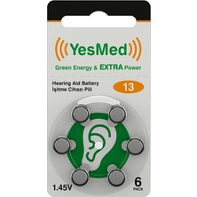 Yesmed Extra Power 13 Numara Işitme Cihazı Pili (5 Paket x 6 Adet = 30 Adet Pil)