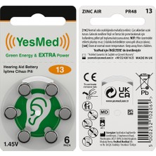 Yesmed Extra Power 13 Numara Işitme Cihazı Pili (5 Paket x 6 Adet = 30 Adet Pil)