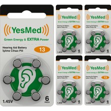 Yesmed Extra Power 13 Numara Işitme Cihazı Pili (5 Paket x 6 Adet = 30 Adet Pil)