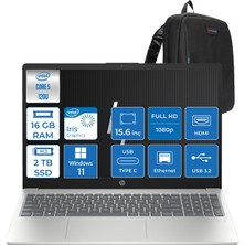 Hp 15-FD1006NT Intel Core I5 120U 16GB 2tb SSD 15.6" Fhd Intel Xe Graphics Windows 11 Pro Taşınabilir Bilgisayar H9Y8V4EAWP06 + Zettaçanta