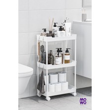 Mowo Home Mowo 3 Katlı Tekerlekli Mutfak Rafı, Banyo Rafı, Kitaplık, Düzenleyici Açık Dolap