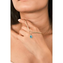 Asil 14 Ayar Mavi Oval Taşlı Altın Kolye KLY3984