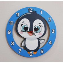 Mediterian 40X40 cm Pandalı Çocuk Duvar Saati Renkli Eğlenceli Lazer Kesim Uv Baskılı