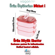 Vagonlife 1450 ml 3 Kat Çelik (2 Kat Kullanılabilir) Bento Lunch Box Yeni Nesil Sefer TASI-FFLBOX7083