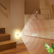 Amber LED 4 Adet Hareket Sensörlü Ledli Gece Lambası, Şarj Edilebilir, Taşınabilir, 4000K Ilık Günışığı, Dolap Içi Lamba, Merdiven, Koridor ve Banyo Kullanımı Için