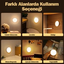 Amber LED 6 Adet Hareket Sensörlü Ledli Gece Lambası, Şarj Edilebilir, Taşınabilir, 4000K Ilık Günışığı, Dolap Içi Lamba, Merdiven, Koridor ve Banyo Kullanımı Için