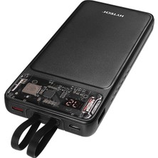 Hytech H120 10000MAH HSC22.5W PD20W+QC3.0 18W Siyah LCD Şeffaf Taşınabilir Pil Şarj Cihazı Powerbank