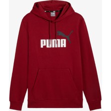Puma Ess+ 2 Col Big Logo Hoodie Erkek Kırmızı Sweatshirt 58676412
