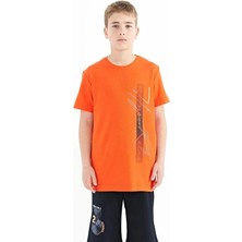 Tommy Life Portakal Yazı Baskılı O Yaka Standart Kalıp Erkek Çocuk T-Shirt - 11119