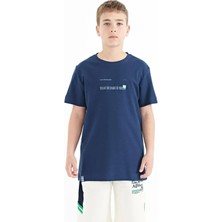 Tommy Life İndigo Baskı Detaylı O Yaka Standart Kalıp Erkek  Çocuk T-Shirt - 11117