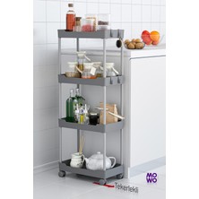 Mowo Home Mowo 4 Katlı Tekerlekli Mutfak Rafı, Banyo Rafı, Kitaplık, Düzenleyici Açık Dolap