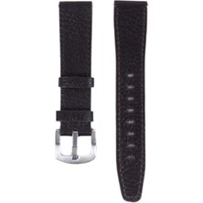 Fro LW38-43 20 mm Hakiki Deri Düz Siyah Kordon Silver Toka