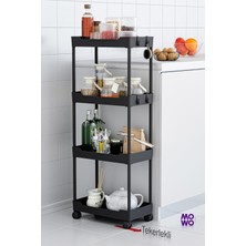 Mowo Home Mowo 4 Katlı Tekerlekli Mutfak Rafı, Banyo Rafı, Kitaplık, Düzenleyici Açık Dolap