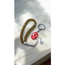 Hediyelik 33'lü Cam Model Tesbih ve Türk Bayrağı Anahtarlık