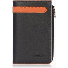 Cengiz Pakel Unisex Deri Fermuarlı Kartlık – 2512Ds - Siyah Kiremit