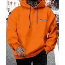 Erkek Turuncu  Oversize Cellorheart Baskılı Sweatshirt