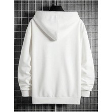 Erkek Beyaz Üçgen Baskılı Sweatshirt