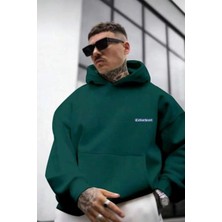Erkek Yeşil Oversize Cellorheart Baskılı Sweatshirt