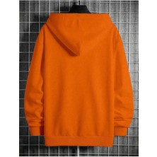 Erkek Turuncu  Oversize Cellorheart Baskılı Sweatshirt