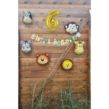 Pekshop Safari temalı doğum günü parti seti yaş balonlu bannerlı doğum günü süsleme seti